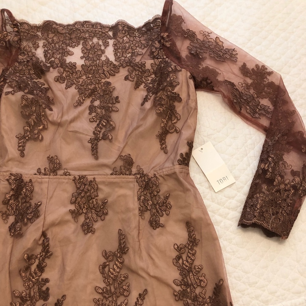 Tobi Long-Sleeve Lace Mini Dress
